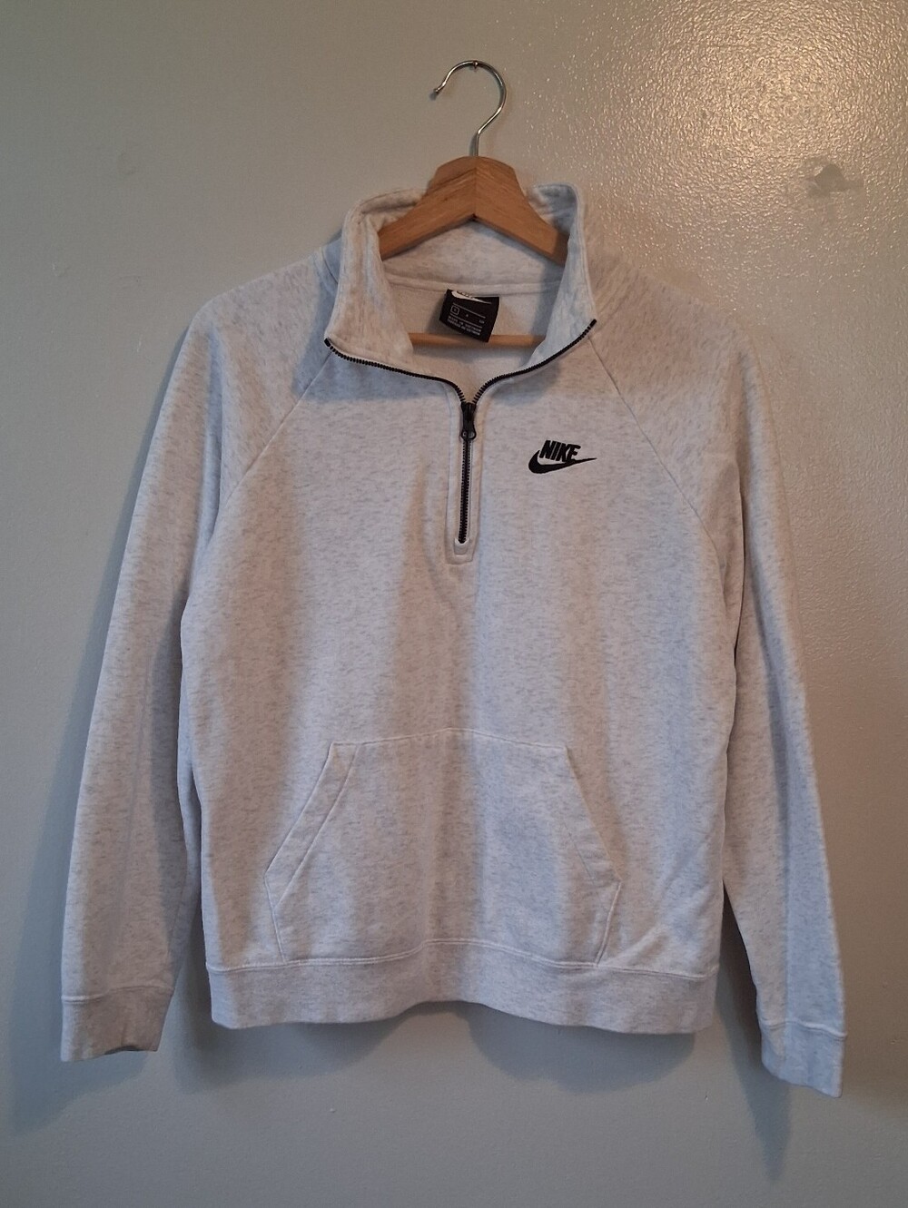 Nike Gray Quarter Zip Pullover Sweatshirt Cotton & Poly Mix
